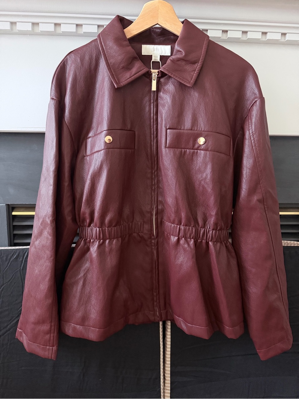 ZARA Faux Leather Elastic Waist Jacket 4387/556 NWT L